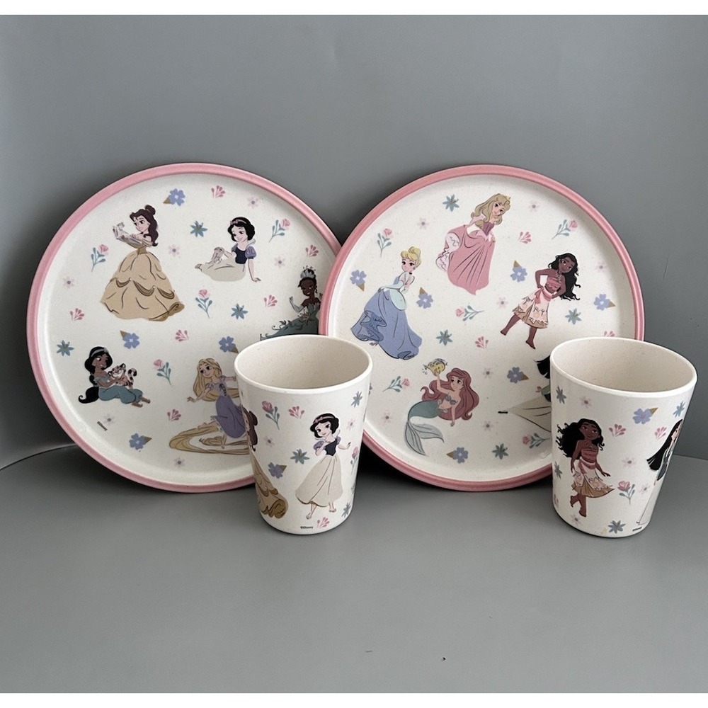 Zak Designs ~ Melamine DISNEY PRINCESS  ~ 8" Diameter Plates & Cups - 2 Designs!